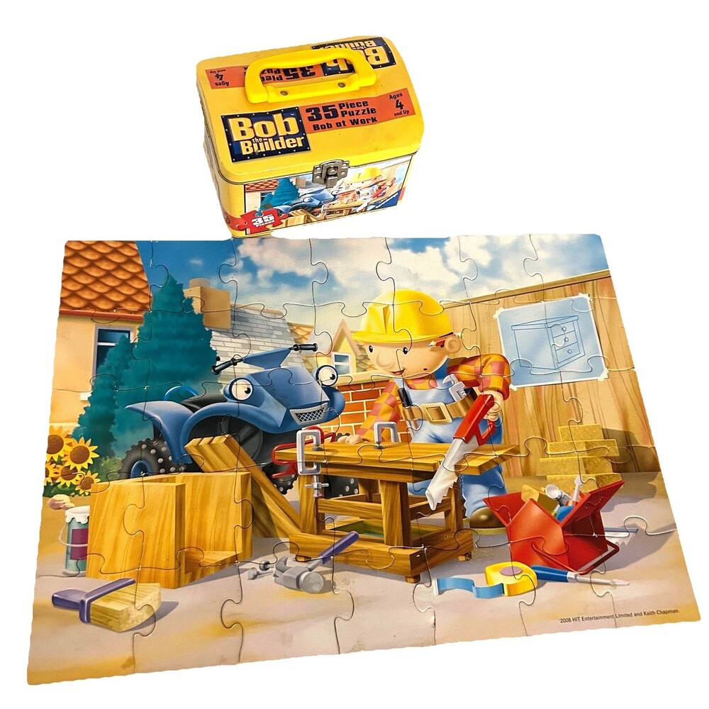 Bob the Builder Puzzle Cardboard with Carrying Case 35 Pieces Complete READ